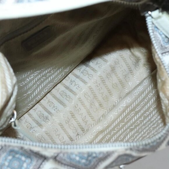 PRADA Shoulder Bag Nylon Beige Silver Auth BA4686 - Picture 10 of 16